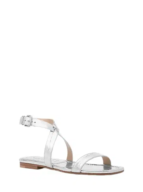 Michael Kors Collection Bridgette Metallic Crocodile Embossed Leather Sandal