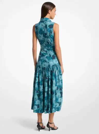 Michael Kors Collection Floral Chiné Cotton Poplin Drop Waist Shirtdress | Thumbnail 5