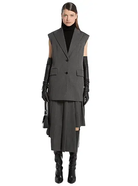 Michael Kors Collection Covert Twill Wool Sleeveless Blazer