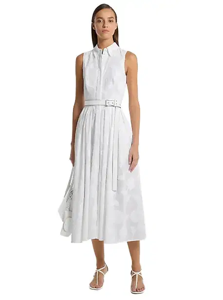 Michael Kors Collection Floral Fil Coupé Cotton Sleeveless Shirtdress