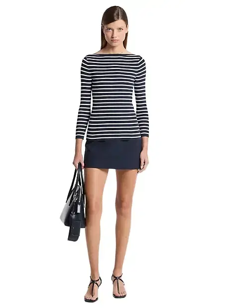 Michael Kors Collection Striped Boatneck Top