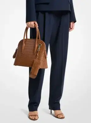 Michael Kors Collection Kaitlin Medium Crocodile Embossed Leather Satchel | Thumbnail 5 Michael Kors Collection Kaitlin Medium Crocodile Embossed Leather Satchel | Thumbnail 5