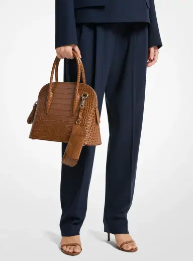 Michael Kors Collection Kaitlin Medium Crocodile Embossed Leather Satchel | Thumbnail 8 Michael Kors Collection Kaitlin Medium Crocodile Embossed Leather Satchel | Thumbnail 8