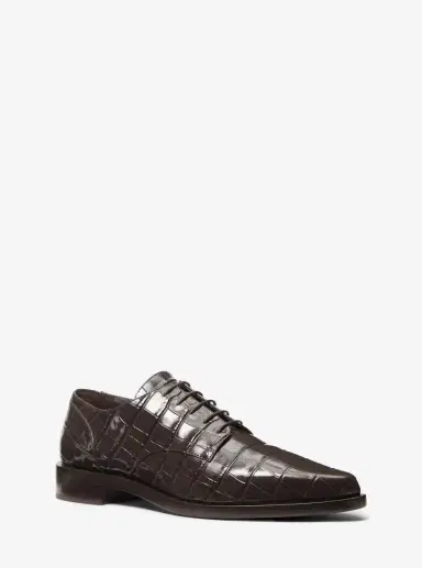 Michael Kors Collection Annette Crocodile Embossed Patent Leather Oxford in Brown | Thumbnail 6 Michael Kors Collection Annette Crocodile Embossed Patent Leather Oxford in Brown | Thumbnail 6