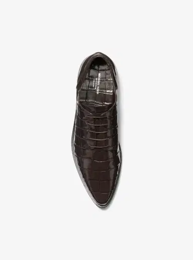 Michael Kors Collection Annette Crocodile Embossed Patent Leather Oxford in Brown | Thumbnail 7 Michael Kors Collection Annette Crocodile Embossed Patent Leather Oxford in Brown | Thumbnail 7