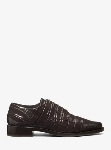 Michael Kors Collection Annette Crocodile Embossed Patent Leather Oxford in Brown | Thumbnail 8 Michael Kors Collection Annette Crocodile Embossed Patent Leather Oxford in Brown | Thumbnail 8