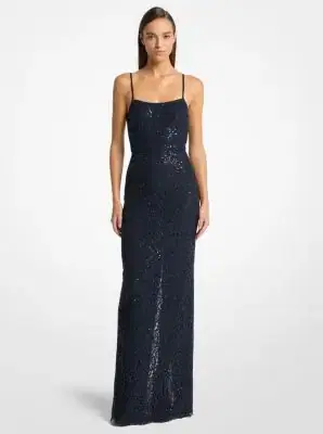 Michael Kors Collection Sequined Corded Floral Lace Gown | Thumbnail 3