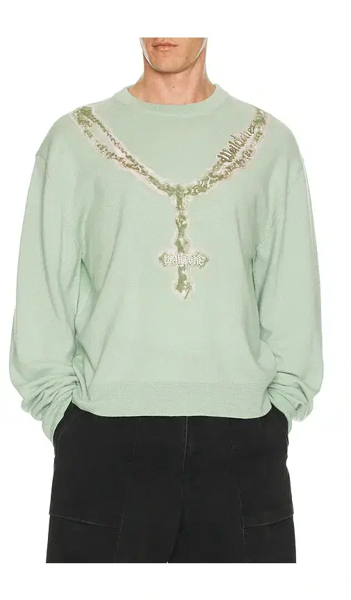 Pearl Logo Necklace Print Pullover