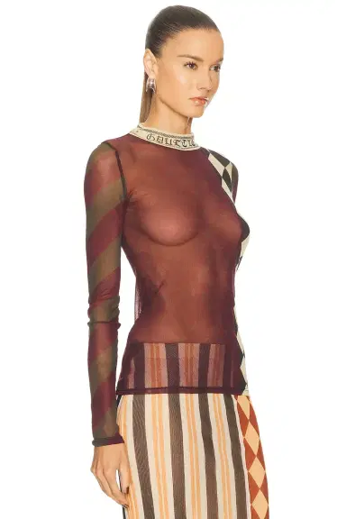 Jean Paul Gaultier Mesh Patchwork Long Sleeve Top | Thumbnail 2 Jean Paul Gaultier Mesh Patchwork Long Sleeve Top | Thumbnail 2