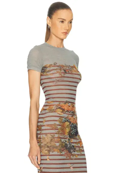 Jean Paul Gaultier Mesh Printed Marini?re Grape Baby Tee | Thumbnail 2 Jean Paul Gaultier Mesh Printed Marini?re Grape Baby Tee | Thumbnail 2
