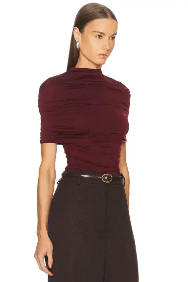 Lapointe Jersey Mock Neck Ruched Top | Thumbnail 2 Lapointe Jersey Mock Neck Ruched Top | Thumbnail 2