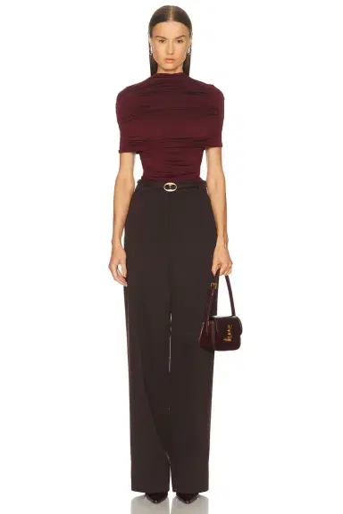 Lapointe Jersey Mock Neck Ruched Top | Thumbnail 4 Lapointe Jersey Mock Neck Ruched Top | Thumbnail 4