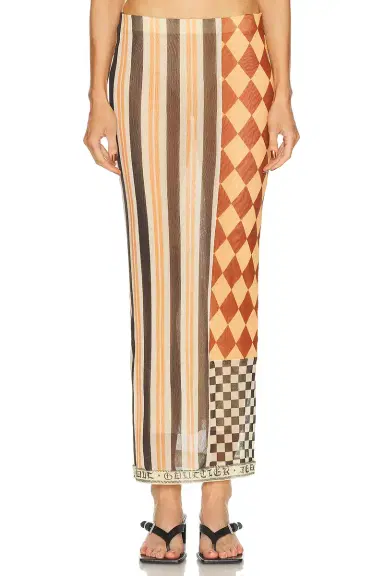 Jean Paul Gaultier Mesh Patchwork Long Skirt | Thumbnail 1 Jean Paul Gaultier Mesh Patchwork Long Skirt | Thumbnail 1