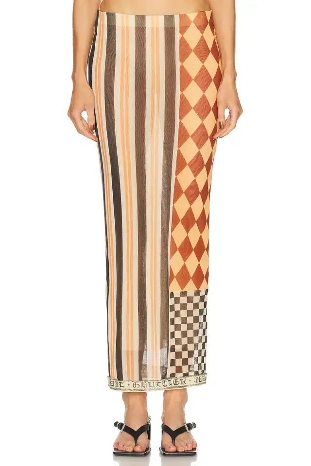 Jean Paul Gaultier Mesh Patchwork Long Skirt
