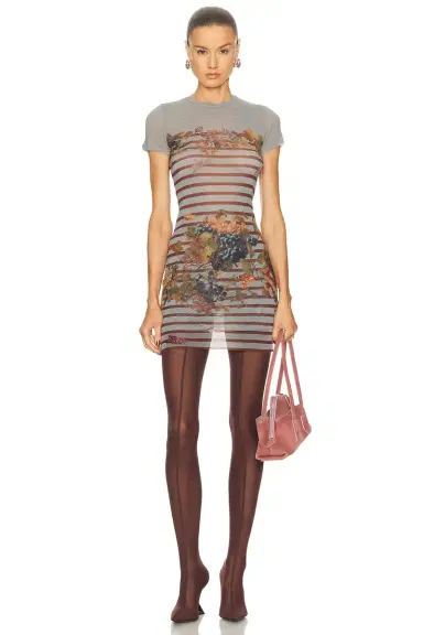 Jean Paul Gaultier Mesh Printed Marini&eacute;re Grape Short Dress | Thumbnail 1