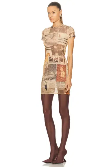 Jean Paul Gaultier Mesh Printed Journal Short Dress | Thumbnail 3 Jean Paul Gaultier Mesh Printed Journal Short Dress | Thumbnail 3