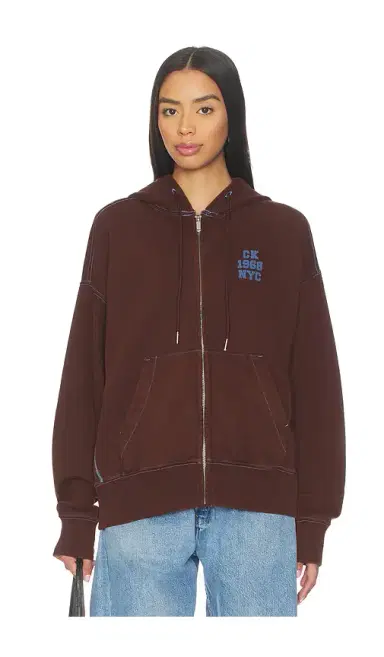 Calvin Klein Washed Premium Vintage Logo Zip Hoodie | Thumbnail 2