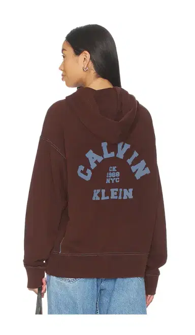 Calvin Klein Washed Premium Vintage Logo Zip Hoodie | Thumbnail 1