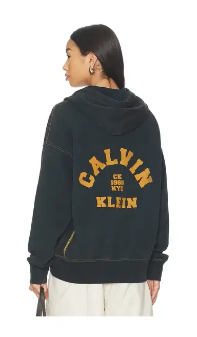 Calvin Klein Washed Premium Vintage Logo Zip Hoodie | Thumbnail 1 Calvin Klein Washed Premium Vintage Logo Zip Hoodie | Thumbnail 1