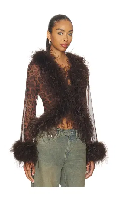 Bubish Gigi Sheer Feather Blouse Top | Thumbnail 2