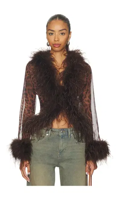Bubish Gigi Sheer Feather Blouse Top | Thumbnail 1