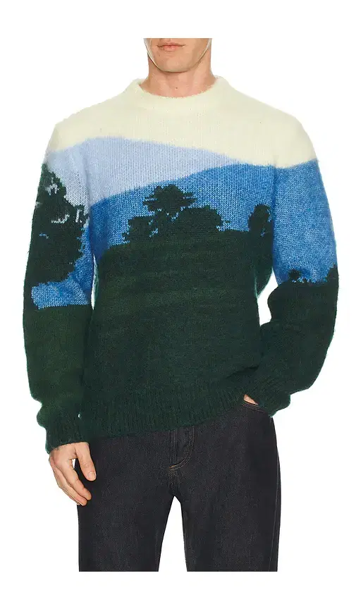 Mountain Graphic Wool Crew Neck Sweater