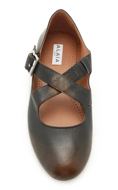 Alaïa Criss Cross Leather Ballet Flats | Thumbnail 2
