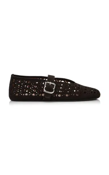 Alaïa Perforated Suede Mary Jane Flats | Thumbnail 6 Alaïa Perforated Suede Mary Jane Flats | Thumbnail 6