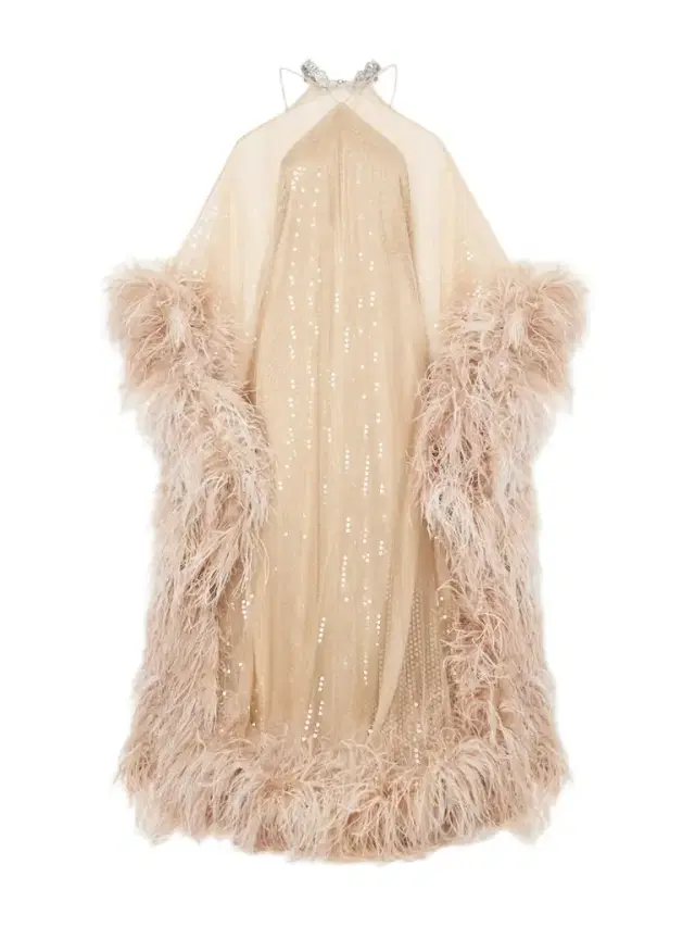 Sza Sza Disco Embellished Feather-trimmed Tulle Gown