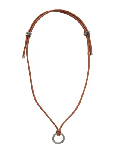 Brunello Cucinelli Leather And Silver-tone Necklace | Thumbnail 1