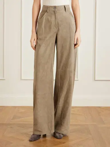 Brunello Cucinelli Embellished Paneled Suede Wide-leg Pants | Thumbnail 3 Brunello Cucinelli Embellished Paneled Suede Wide-leg Pants | Thumbnail 3
