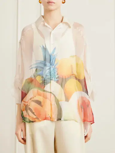 Donde Esteban Salpicon Printed Silk-chiffon Shirt | Thumbnail 3 Donde Esteban Salpicon Printed Silk-chiffon Shirt | Thumbnail 3