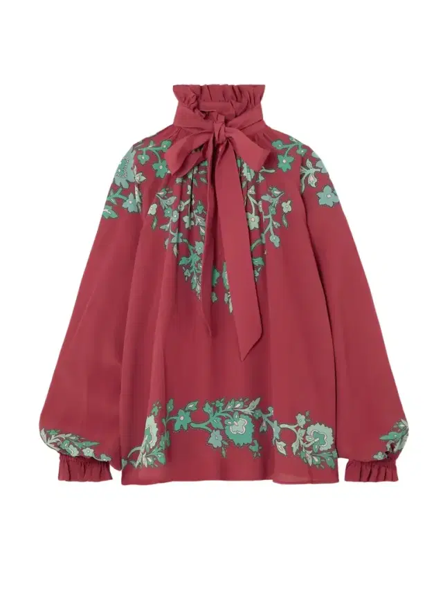 Cerere Pussy-bow Printed Chiffon Blouse