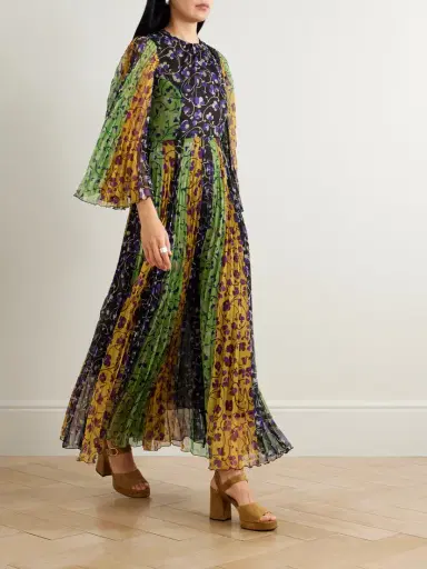 La DoubleJ Angel Pleated Printed Chiffon Maxi Dress | Thumbnail 2