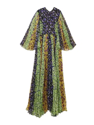 La DoubleJ Angel Pleated Printed Chiffon Maxi Dress | Thumbnail 1
