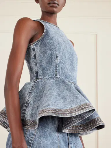 Alaïa Denim Peplum Top | Thumbnail 4 Alaïa Denim Peplum Top | Thumbnail 4