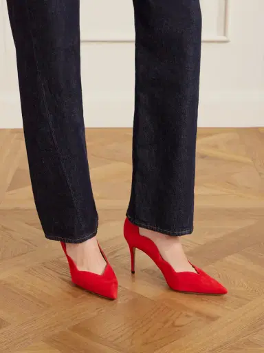 Aquazzura Petal 85 Suede Pumps | Thumbnail 2