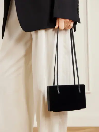 TOTEME Leather-trimmed Velvet Shoulder Bag | Thumbnail 2 TOTEME Leather-trimmed Velvet Shoulder Bag | Thumbnail 2