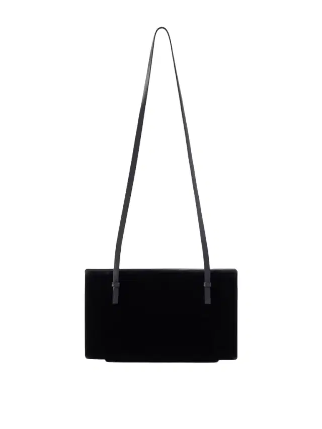 Leather-trimmed Velvet Shoulder Bag