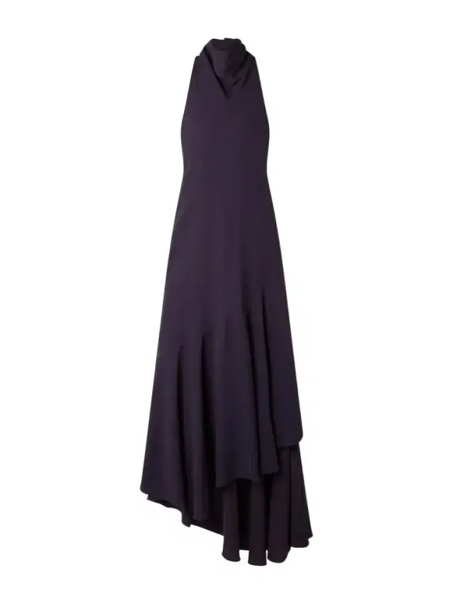 Open-back Asymmetric Ribbed Jersey Maxi Dress