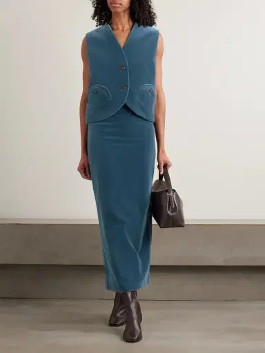 Blazé Milano Jealousy Sussex Cotton-velvet Midi Skirt | Thumbnail 2