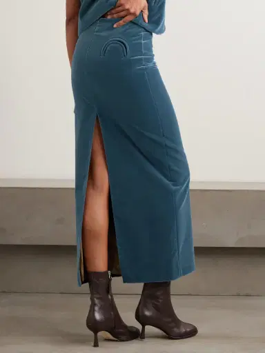 Blazé Milano Jealousy Sussex Cotton-velvet Midi Skirt | Thumbnail 3