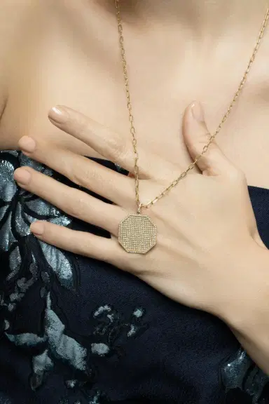 SHAY JEWELRY Diamond Pave Octagon Disc Necklace | Thumbnail 3