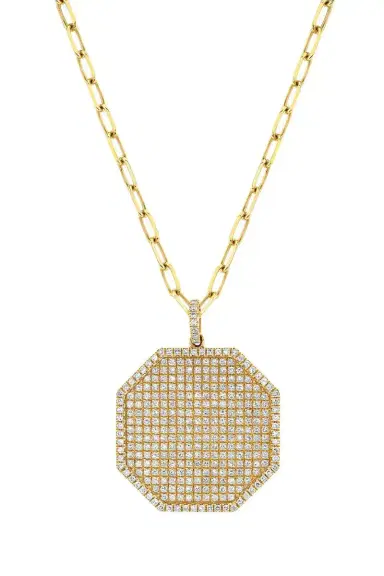 SHAY JEWELRY Diamond Pave Octagon Disc Necklace | Thumbnail 1