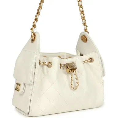 Chanel Chanel Mini 25 Hobo Bag White Caviar Antique Gold Hardware | Thumbnail 3