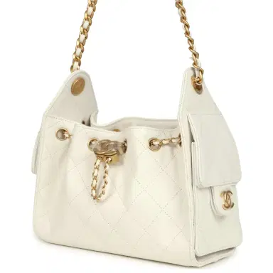 Chanel Chanel Mini 25 Hobo Bag White Caviar Antique Gold Hardware | Thumbnail 4