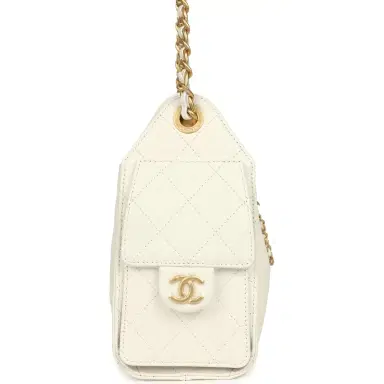 Chanel Chanel Mini 25 Hobo Bag White Caviar Antique Gold Hardware | Thumbnail 5