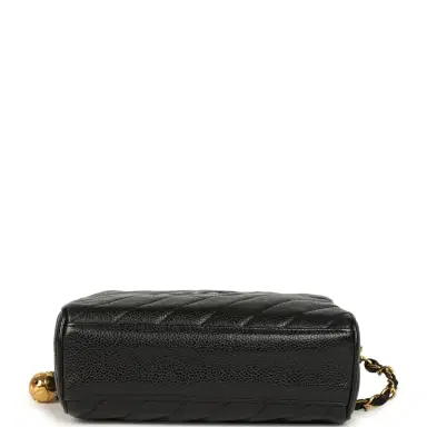 Chanel Vintage Chanel Mini Diagonal Quilted Camera Bag Black Caviar Gold Hardware | Thumbnail 6 Chanel Vintage Chanel Mini Diagonal Quilted Camera Bag Black Caviar Gold Hardware | Thumbnail 6