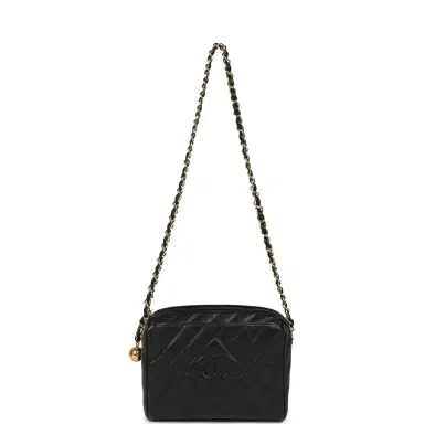 Chanel Vintage Chanel Mini Diagonal Quilted Camera Bag Black Caviar Gold Hardware | Thumbnail 7 Chanel Vintage Chanel Mini Diagonal Quilted Camera Bag Black Caviar Gold Hardware | Thumbnail 7