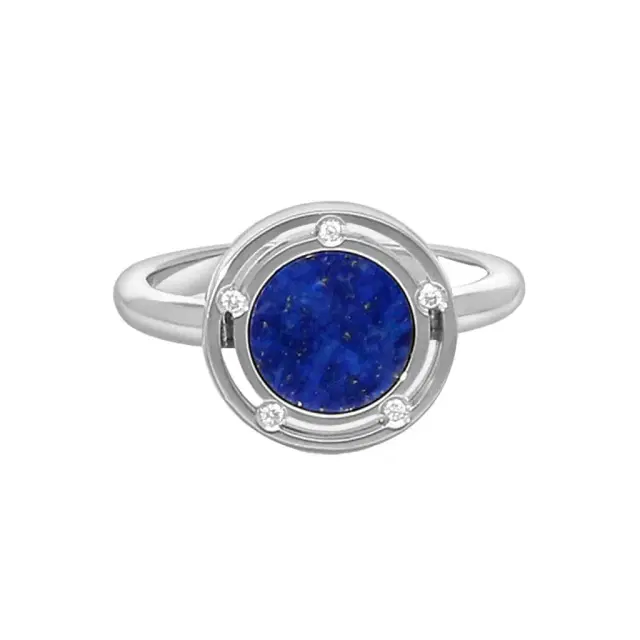Damiani Damiani D. Side 18K Whıte Gold Diamond & Lapis Statement Band Ring Sz. 6.25 by The Solist